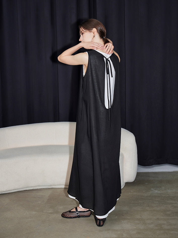 U-Neck Sleeveless Dress Set_BDHL7599
