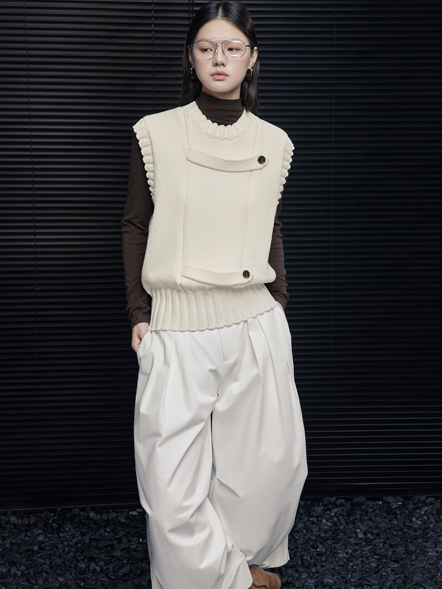 Button-Design Knitted Vest_BDHL7875