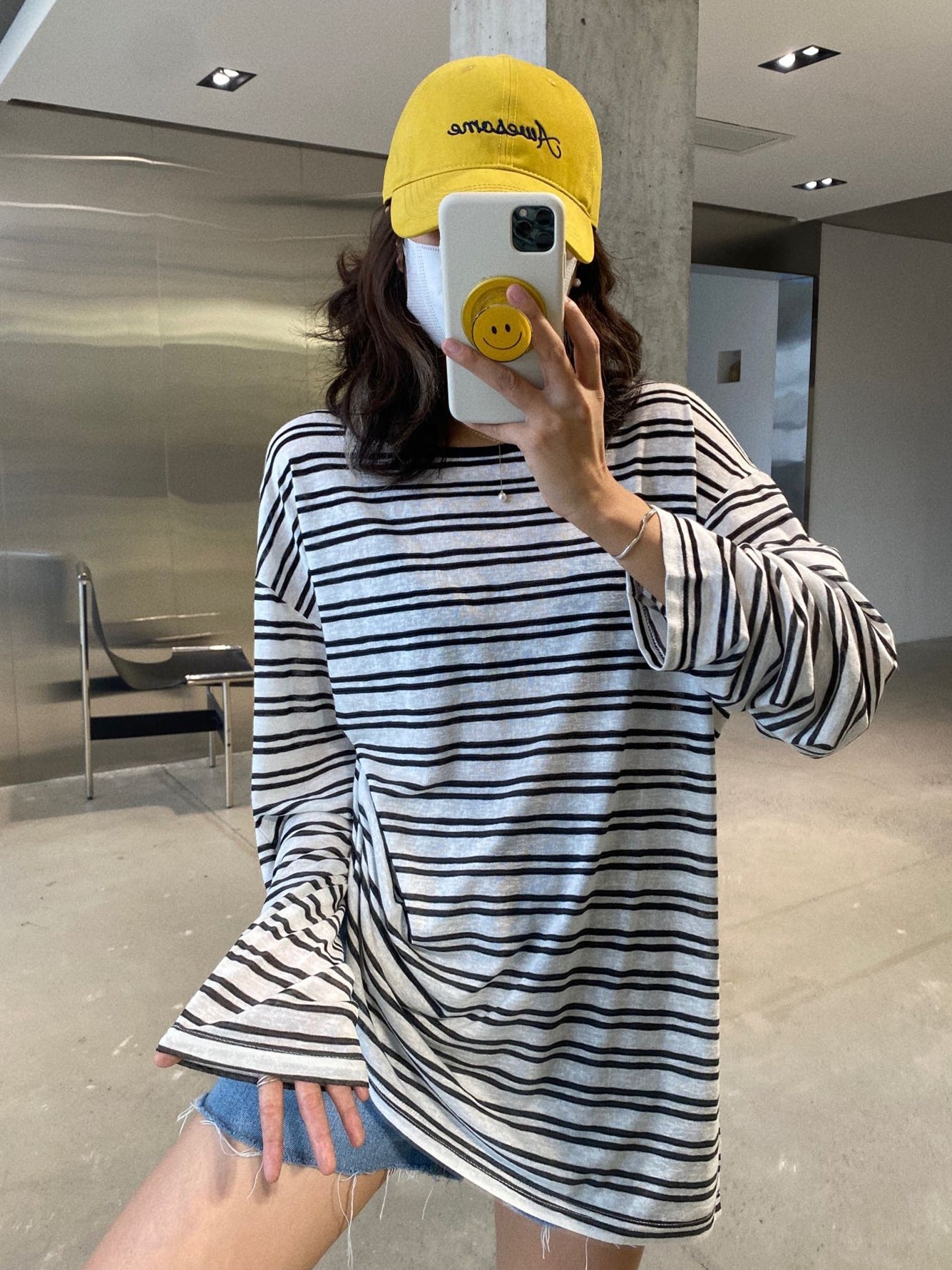 Back Tie Striped Tops_BDHL7613