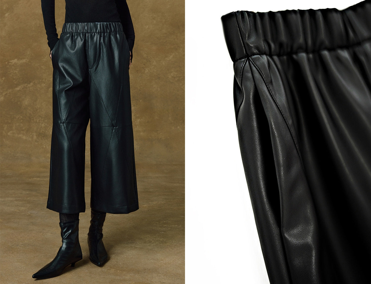 Leather Wide-Leg Cropped Pants_BDHL8160