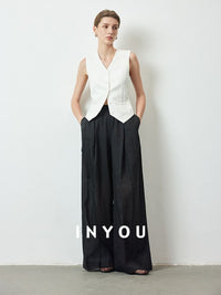 High Waist Draped Mop Pants_BDHL6150