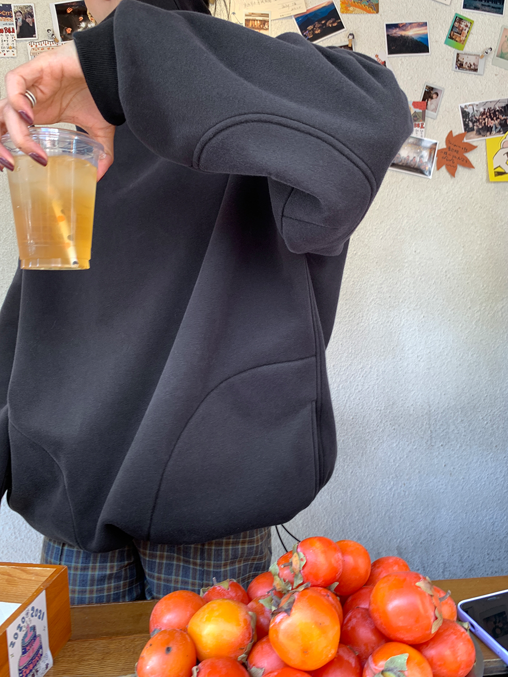 Velvet high necked hoodie top_BDHL5419