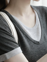 Soft Crew Neck Fake Two-Piece Knit Tee_BDHL7313