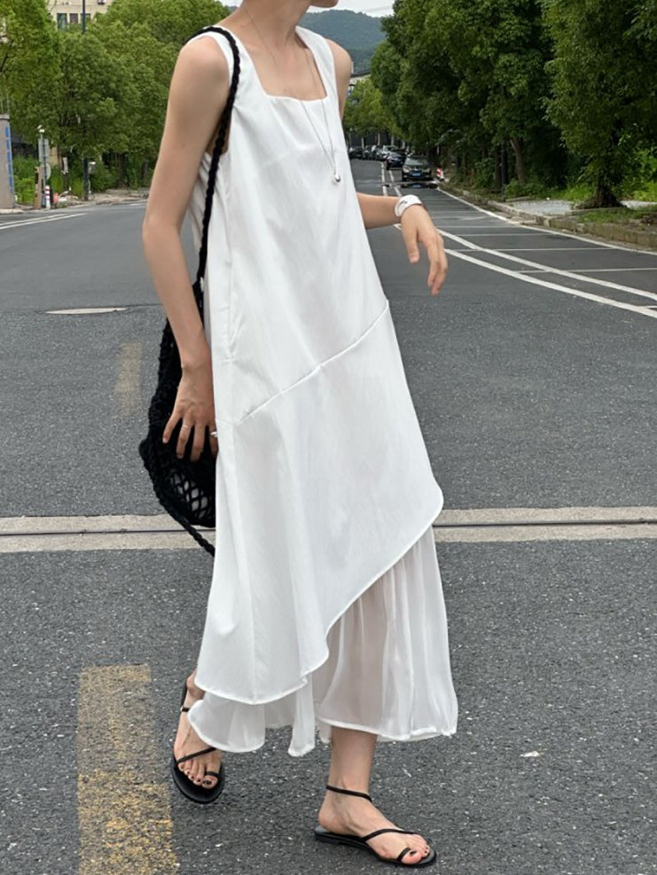 Splicing Fishtail Sleeveless Dress_BDHL7528