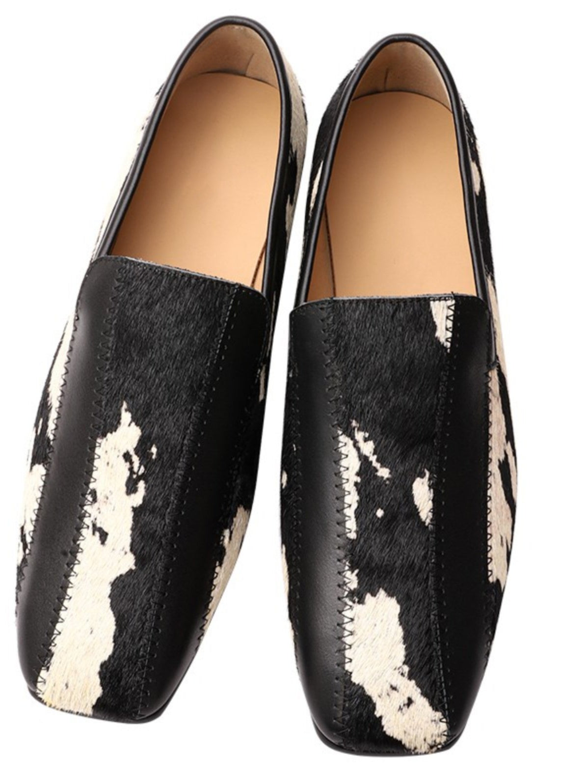 Square-Toe Patchwork Loafers_BDHL8033