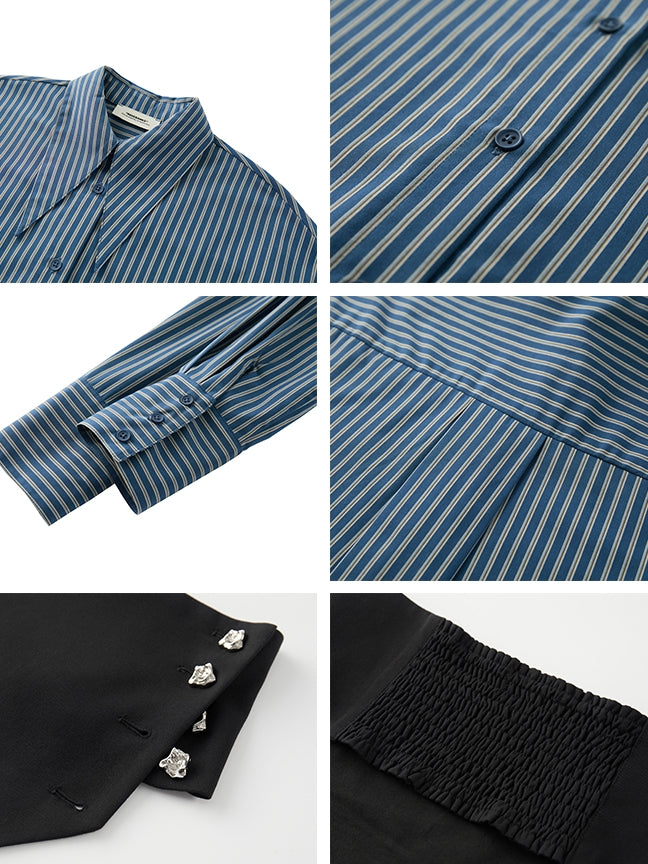 Stripe Waist Corset Shirt_BDHL8000