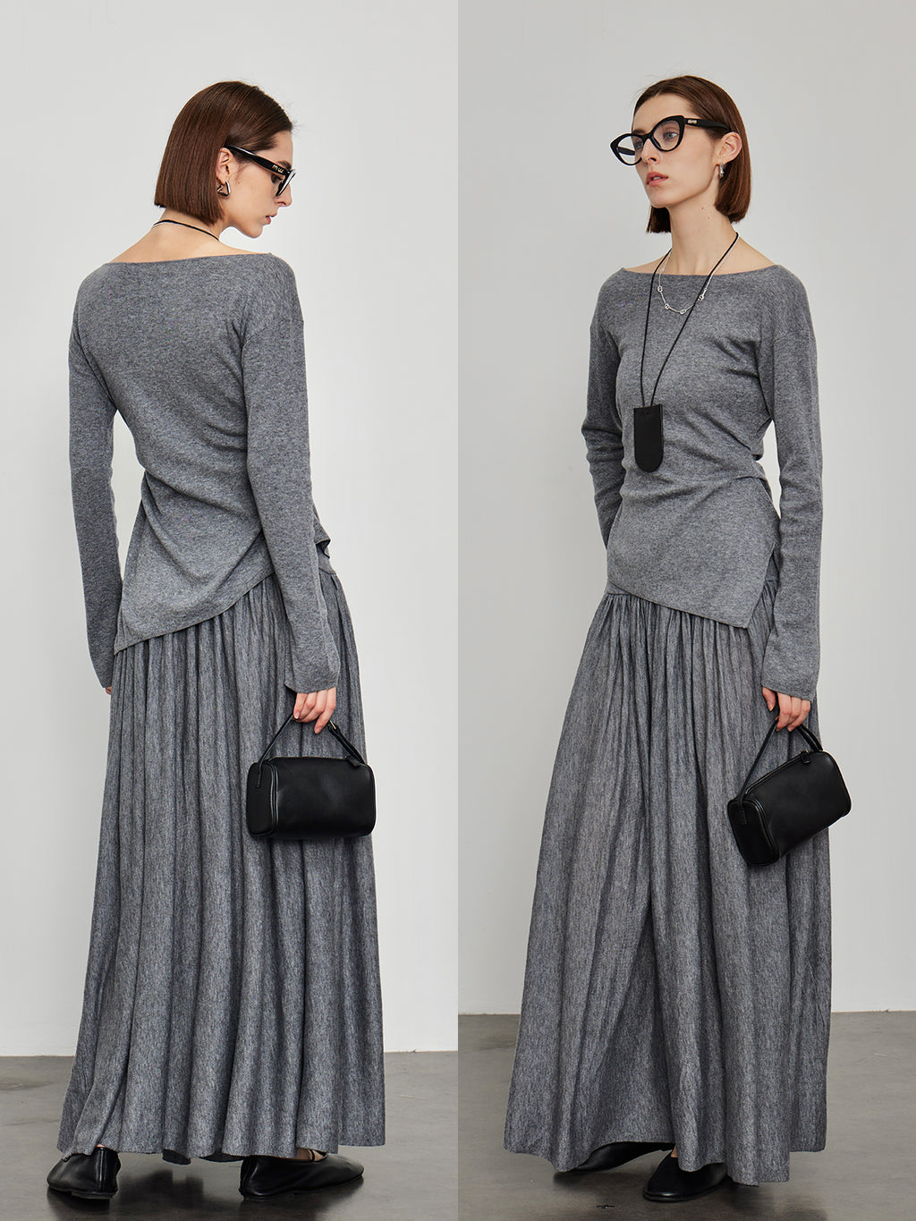 Knitted Slit Tops or Pleated Skirt_BDHL6450