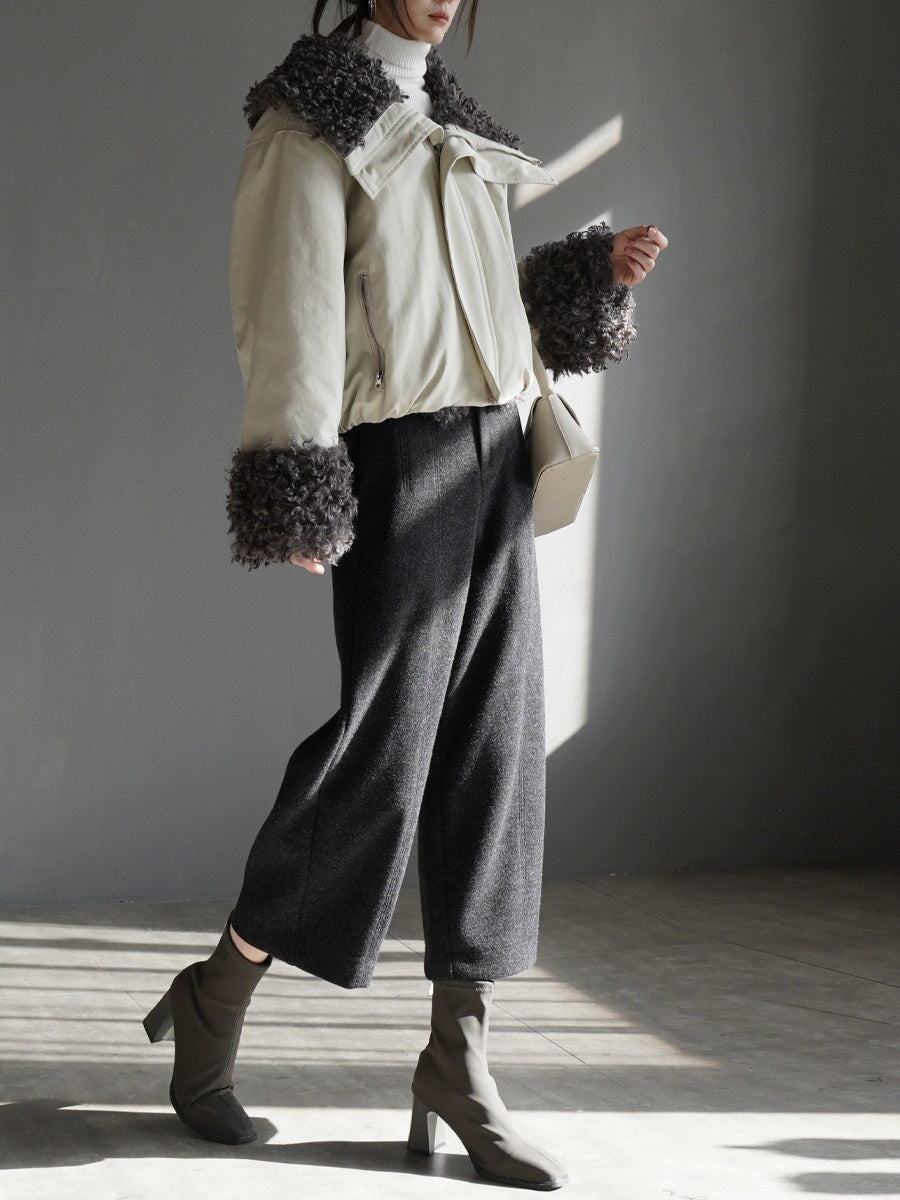 毛絨內襯拉鍊短外套_BDHL8067