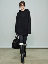 Hooded Half-Zip Knit Tops_BDHL6919