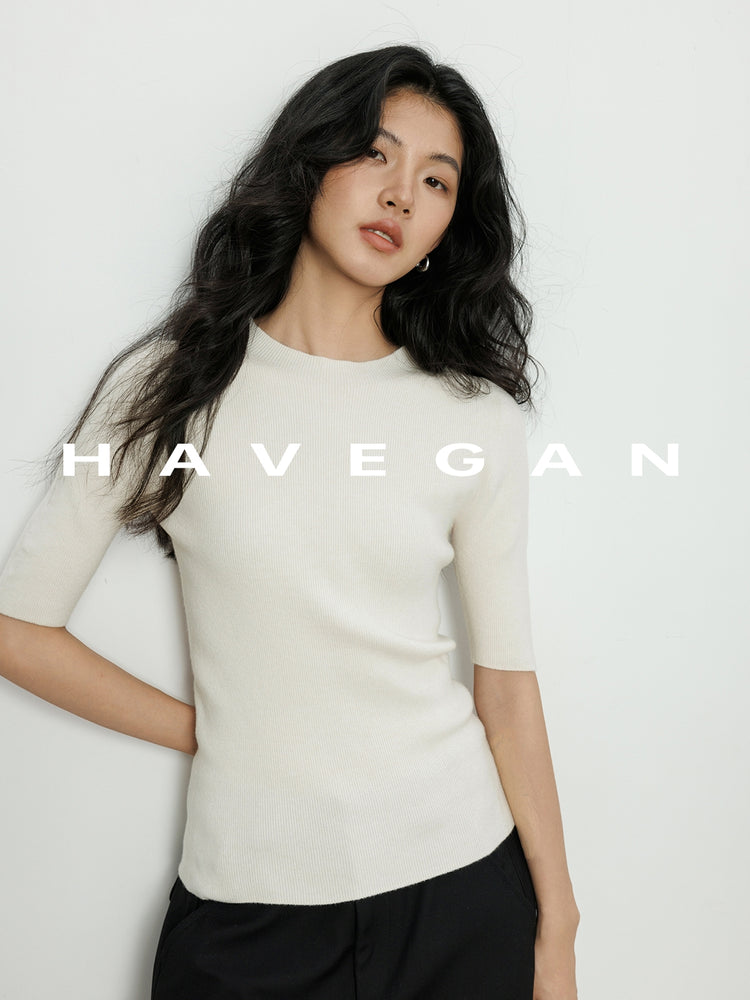 High Neck Slim Knit Tops_BDHL7230