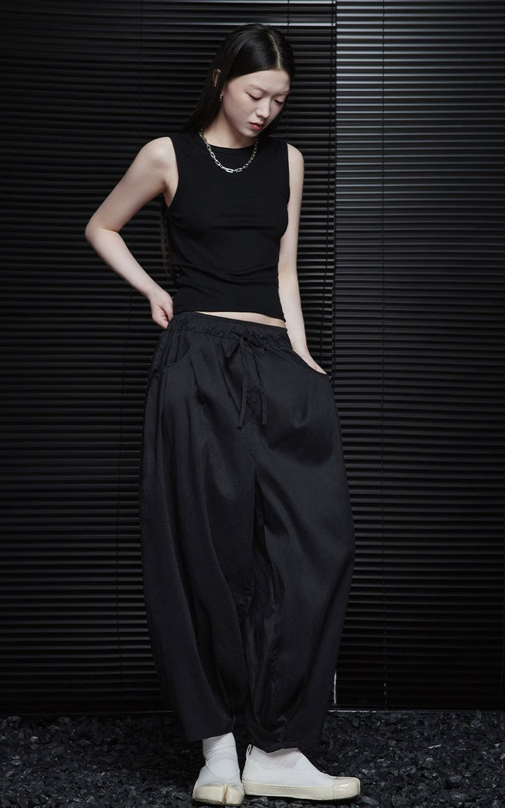 Black Wide Cropped Pants_BDHL6245