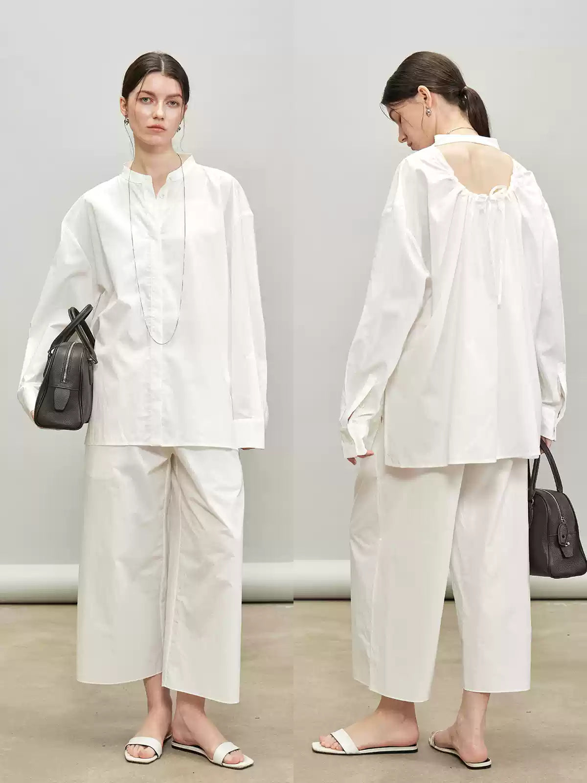 Back Drawstring Pleated Tops_BDHL7335
