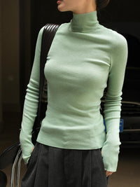 Turtleneck Slim Fit Simple Tops_BDHL6525