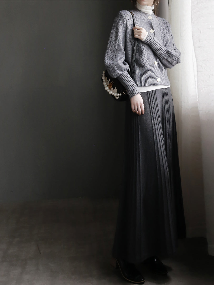 Lantern Sleeve Knitted Cardigan_BDHL6873