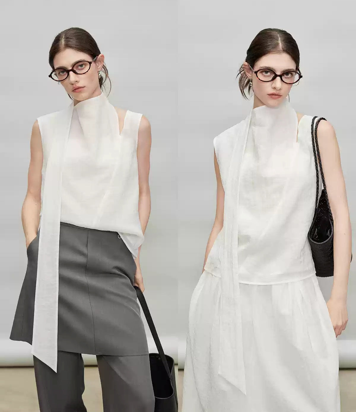 Ribbon Tie Sleeveless Tops Or Bud Skirt_BDHL7331 – HELROUS