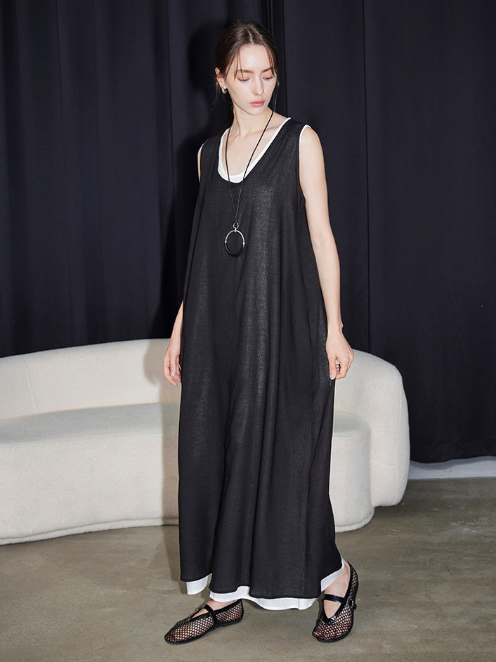 U-Neck Sleeveless Dress Set_BDHL7599
