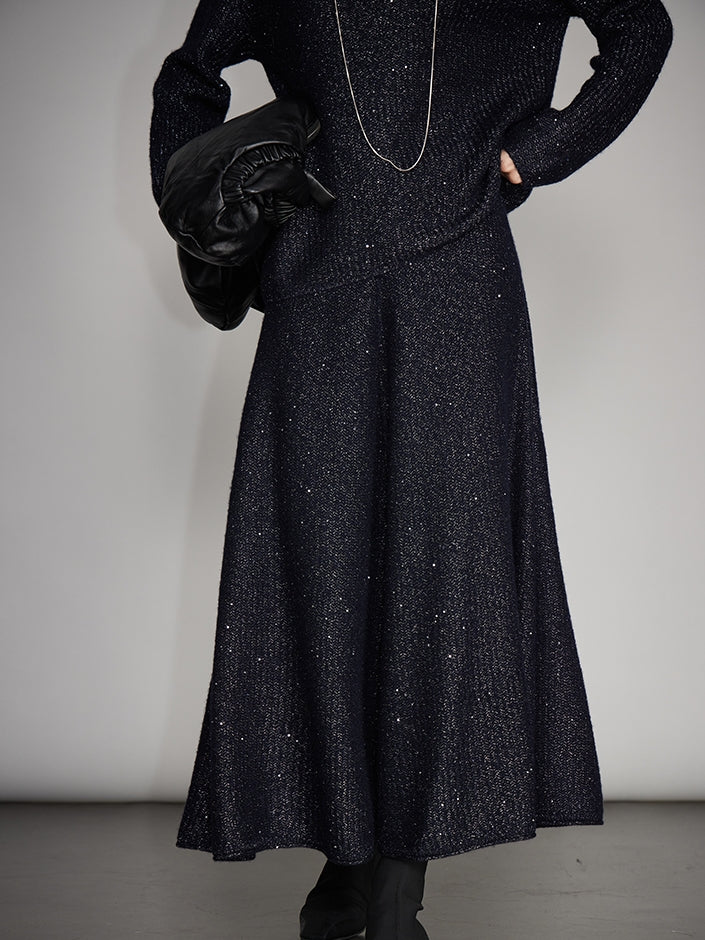 Round-Neck Knit Top Or A-Line Knit Skirt_BDHL7993