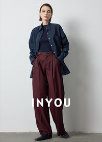 Straight Wide Pleated Pants_BDHL6389