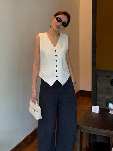 V-Neck Multi-Button Vest_BDHL7614