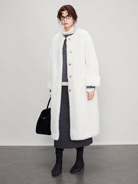 Round Collar Fur Mid-Length Jacket_BDHL6702