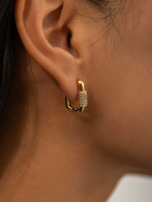 Square French Style Pierced Earrings_BDHL8014