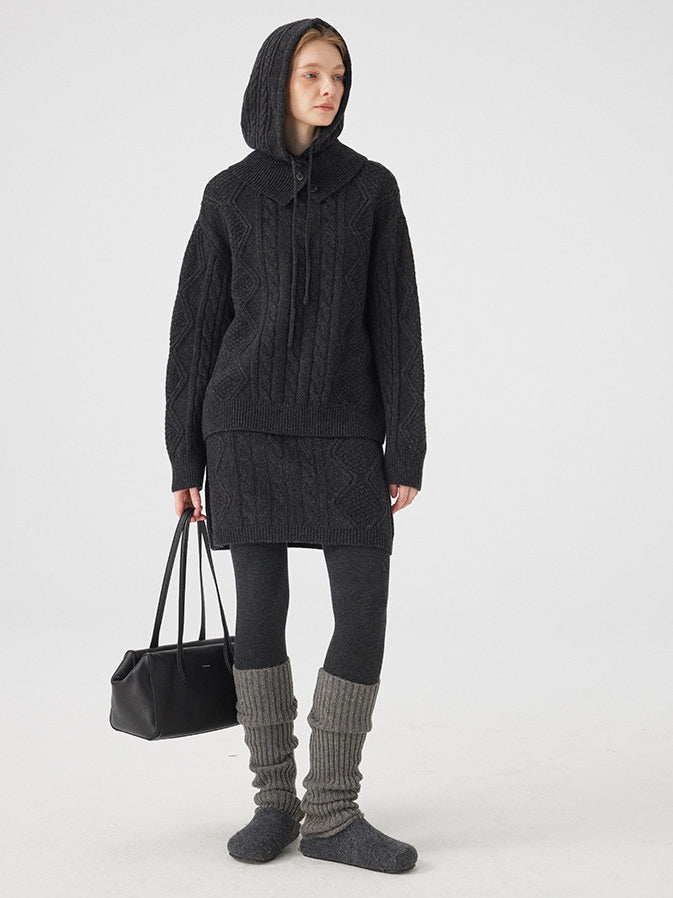 Cable Knit Tops Or Skirt Or Hood_BDHL8120