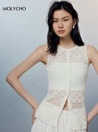 Knitted Hollow Sleeveless Tops_BDHL7433