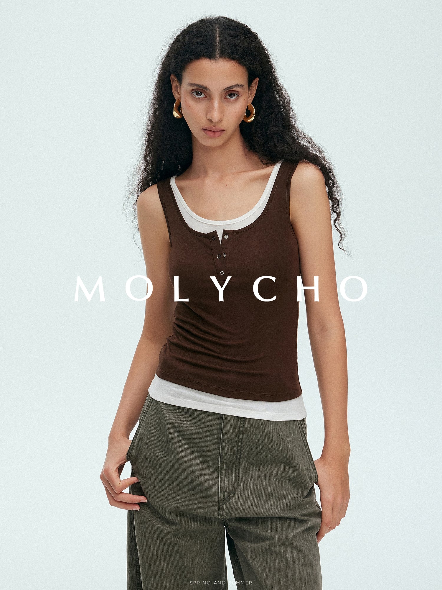 Henry Neck Tank Top Or White Tank Top_BDHL7515
