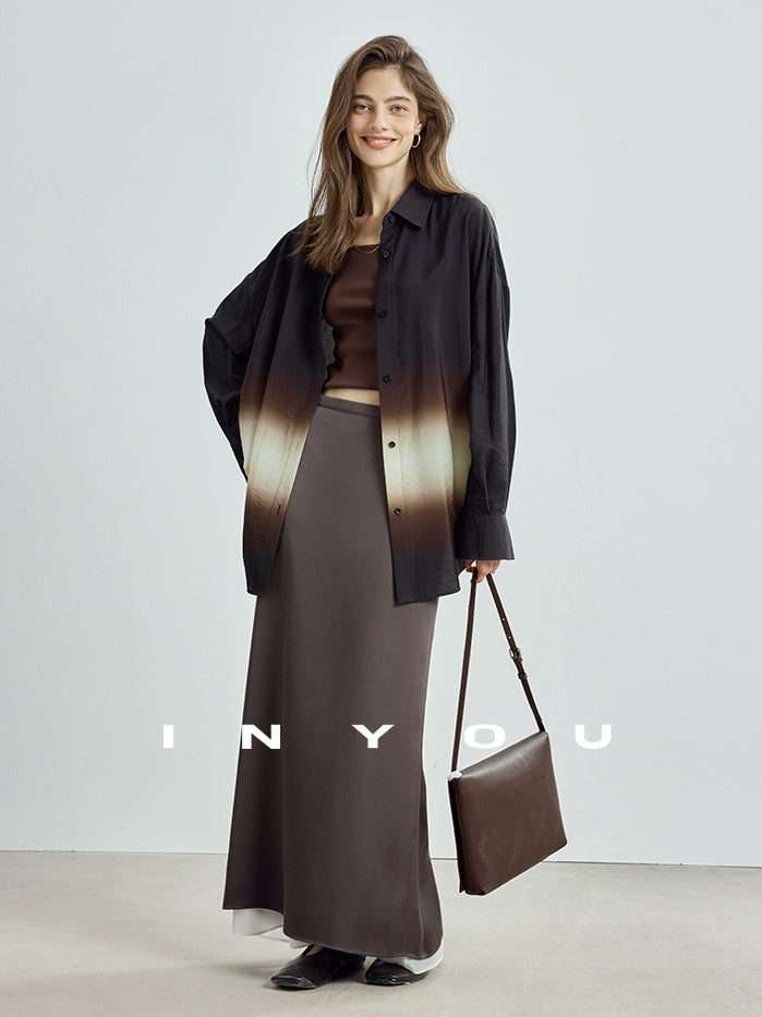 Double-Layer Back Slit Skirt_BDHL7718