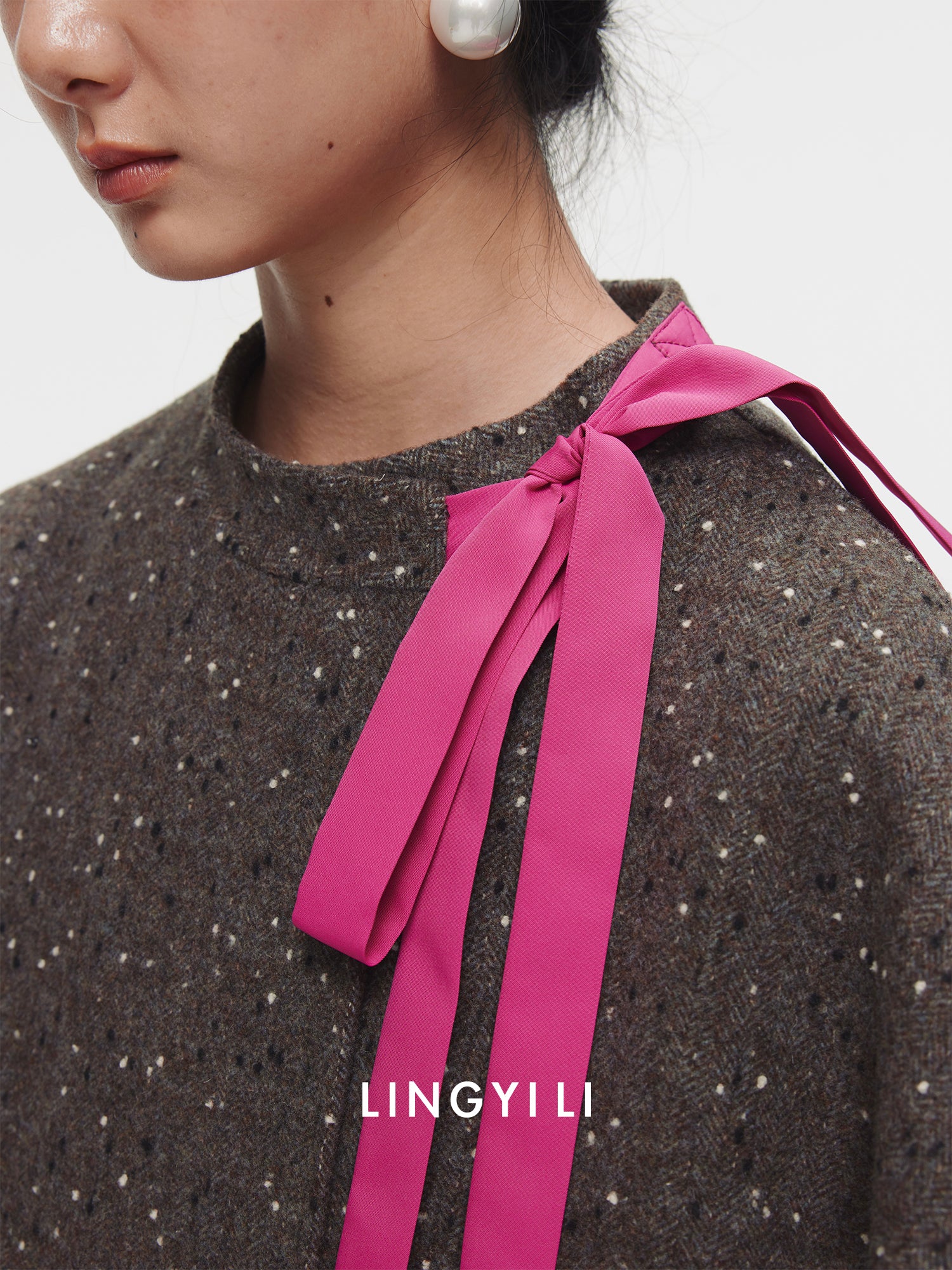 Ribbon Tie Collar Straight Coat_BDHL6758