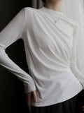 One-Line Pleated Slim Tops_BDHL7766