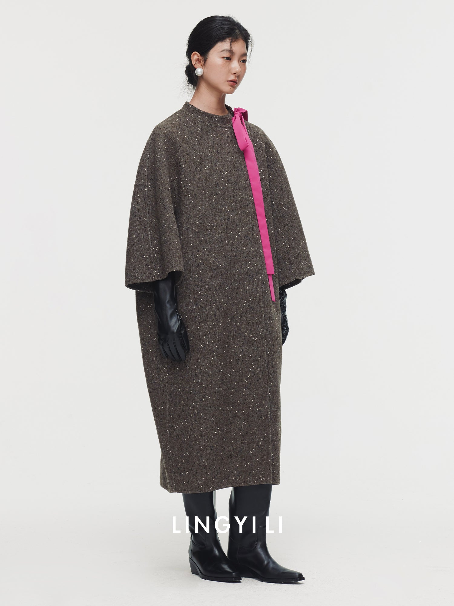 Ribbon Tie Collar Straight Coat_BDHL6758
