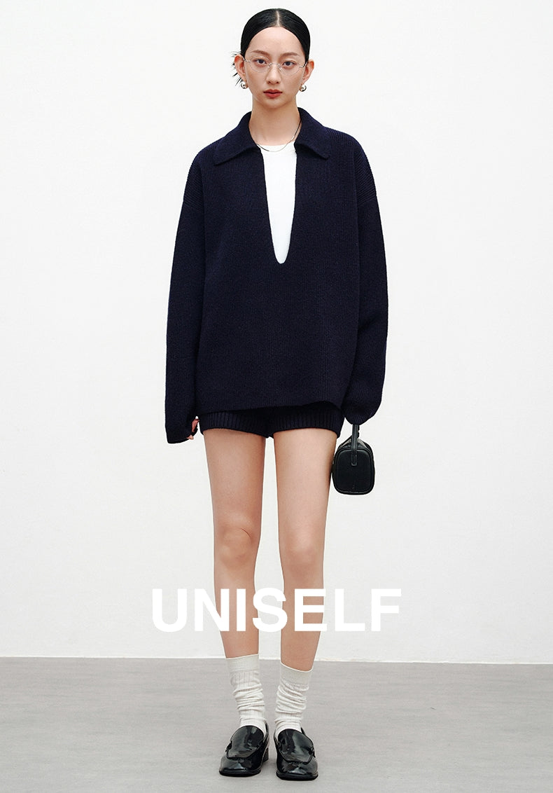 Large V-Neck Knitted Tops Or Shorts_BDHL6968
