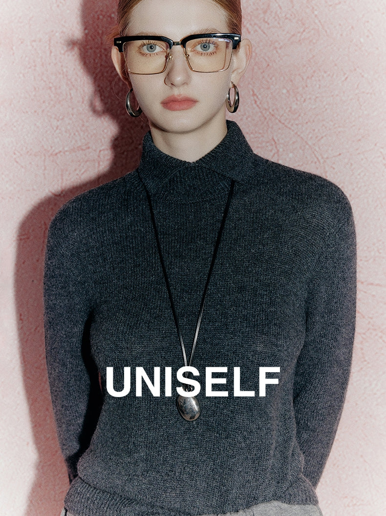 Collar Slim-Fit Knitted Tops_BDHL7720