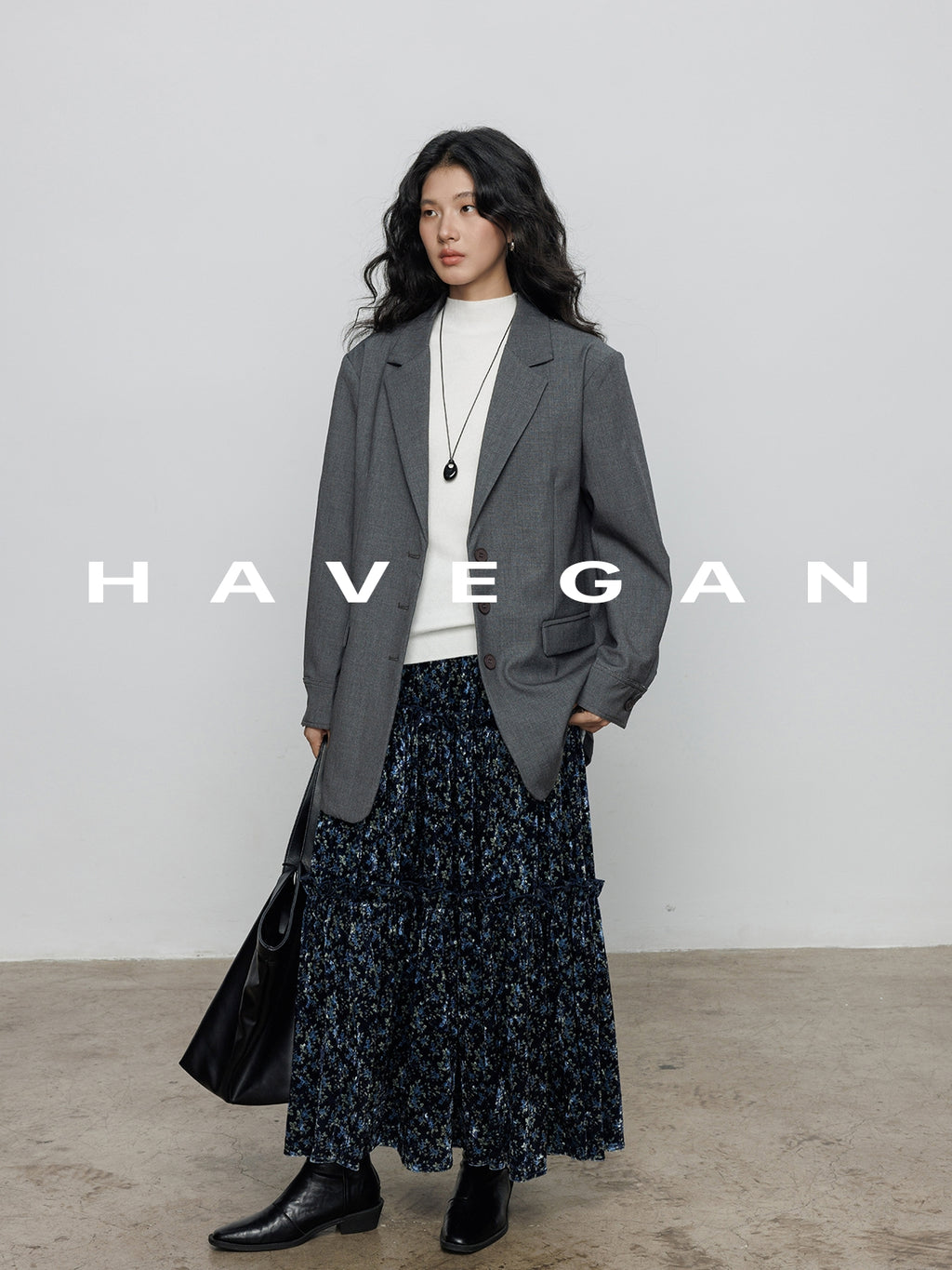 Retro Floral Print A-Line Skirt_BDHL7897