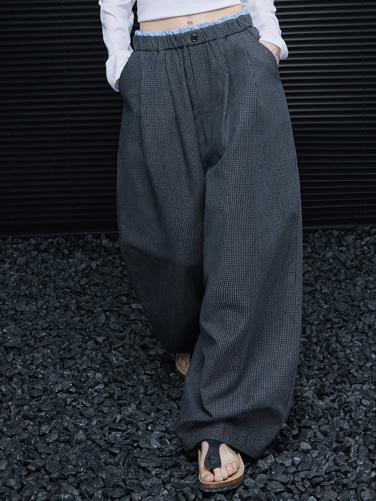 Check-Patterned Wide-Leg Pants_BDHL7801