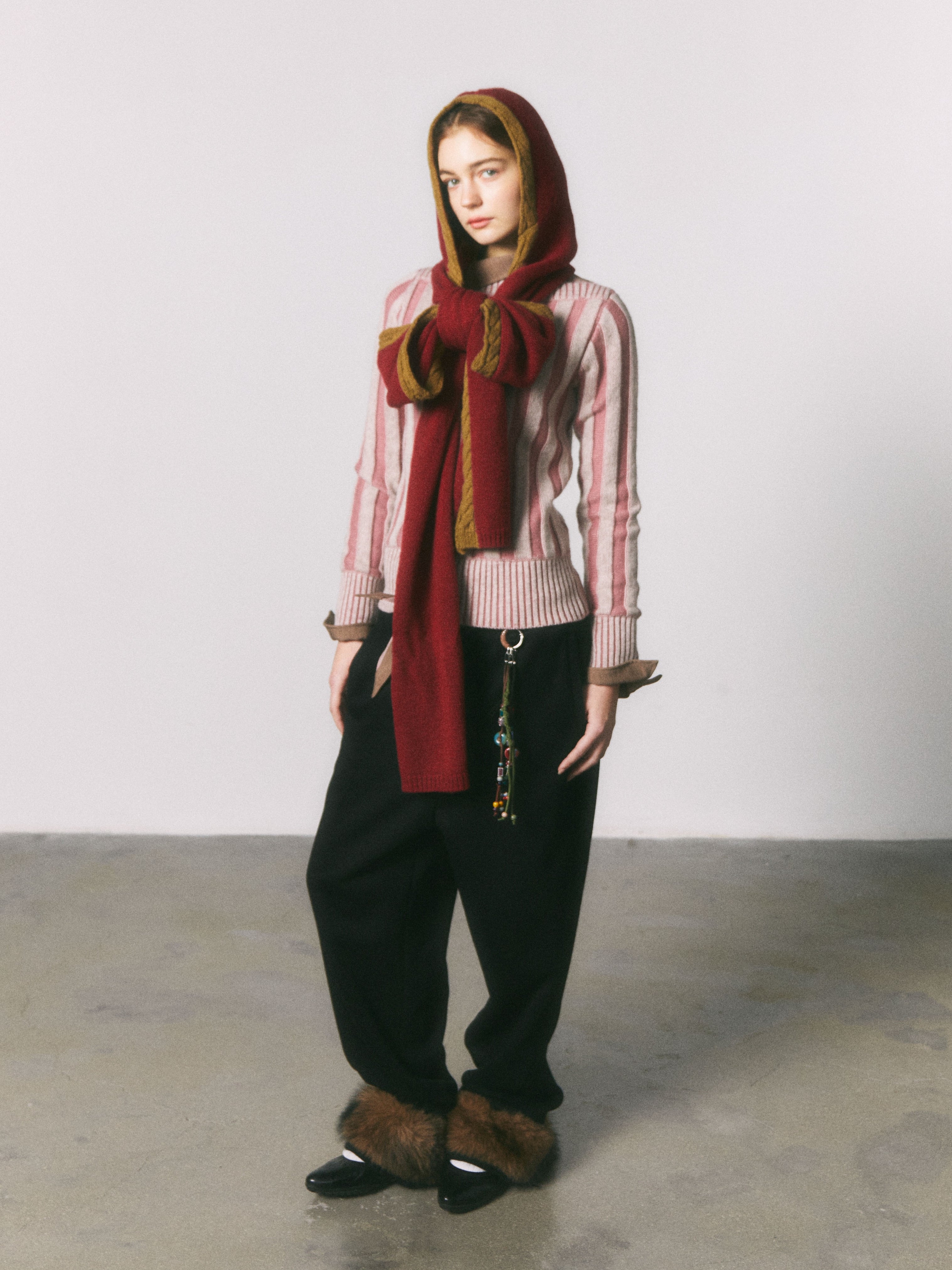 Contrast Colour Hooded Scarf_BDHL6963