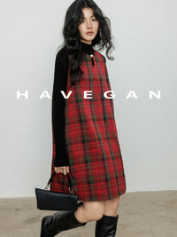 Plaid Red Sleeveless A-Line Dress_BDHL7061