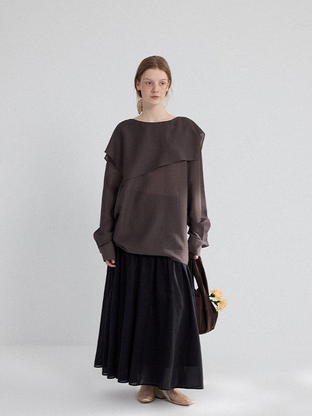 Asymmetrical Loose-Collar Blouse_BDHL8155