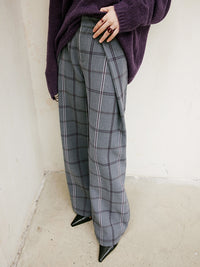 Relaxed Tucked Chequered Pants_BDHL6749