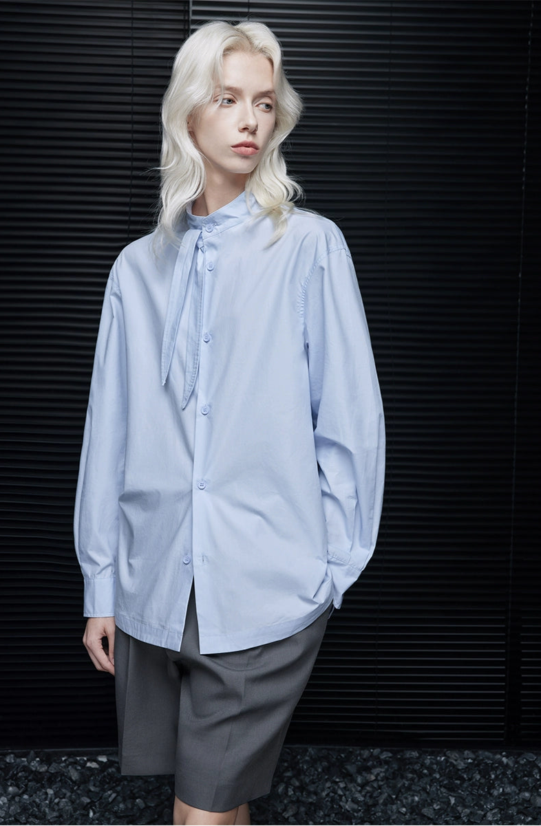 Pure cotton long-sleeved shirt top_BDHL7643