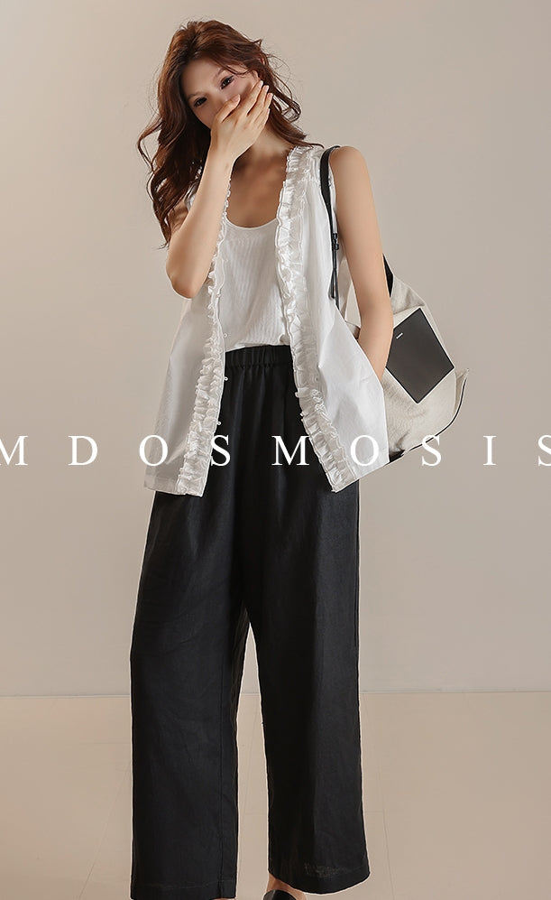 Waist Drawstring Wide Pants_BDHL7511