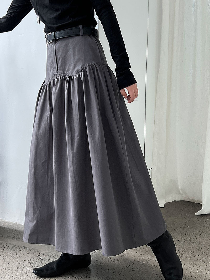 High-Waisted 3D Pleated Skirt_BDHL8043