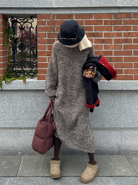 Loose Thick Knit Long Dress_BDHL6729
