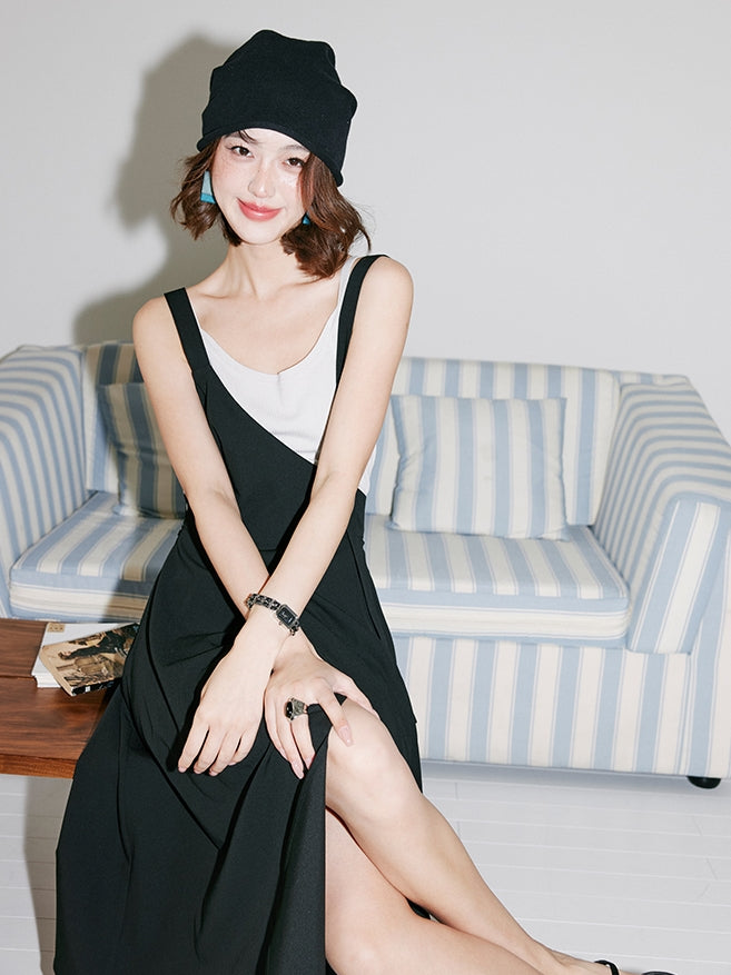 Irregular Shoulder Strap Skirt_BDHL7535