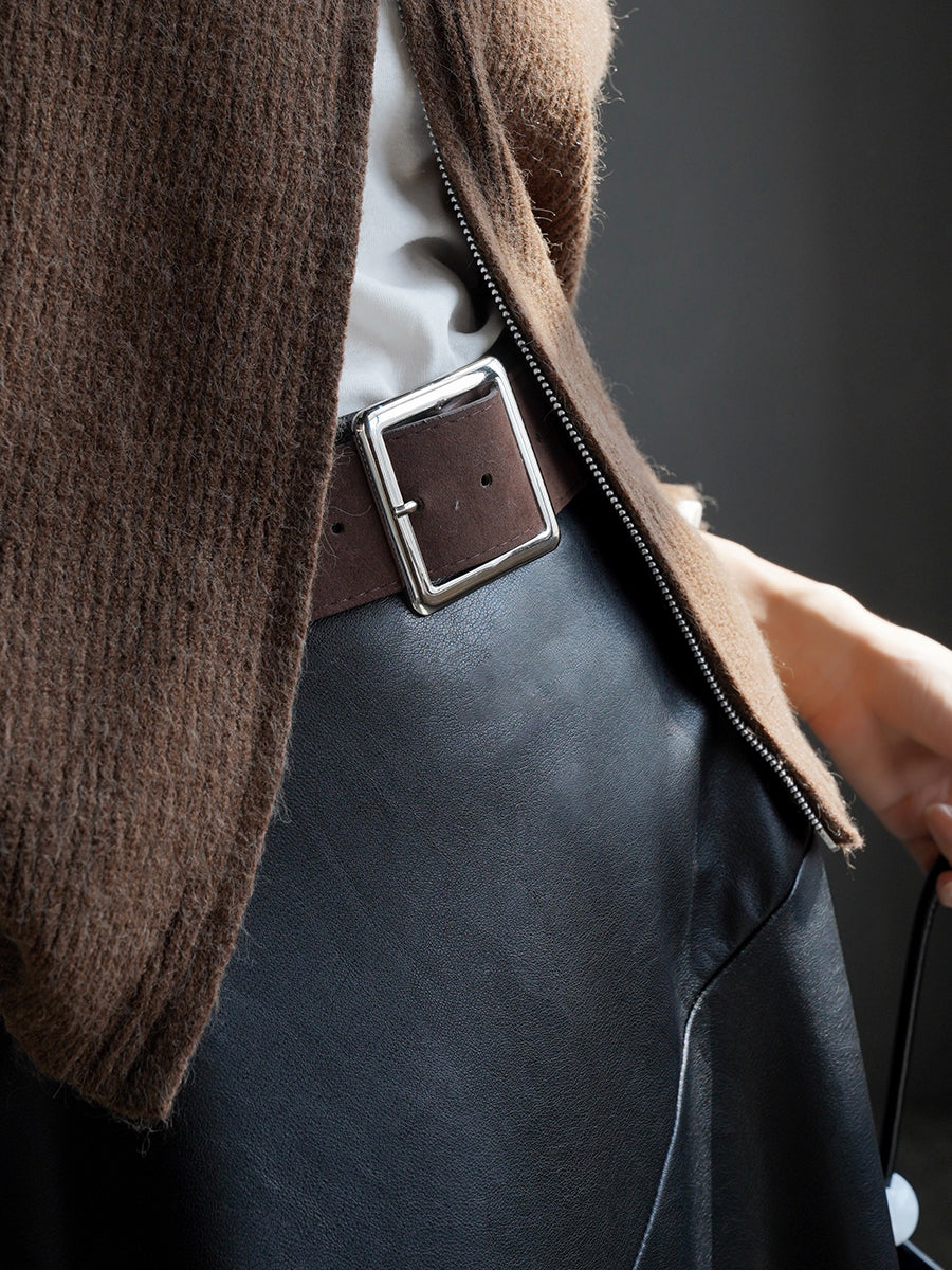 Slimming Leather Long Skirt_BDHL7934