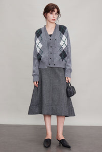 Argyle Knitted Vest Or Cardigan_BDHL6630