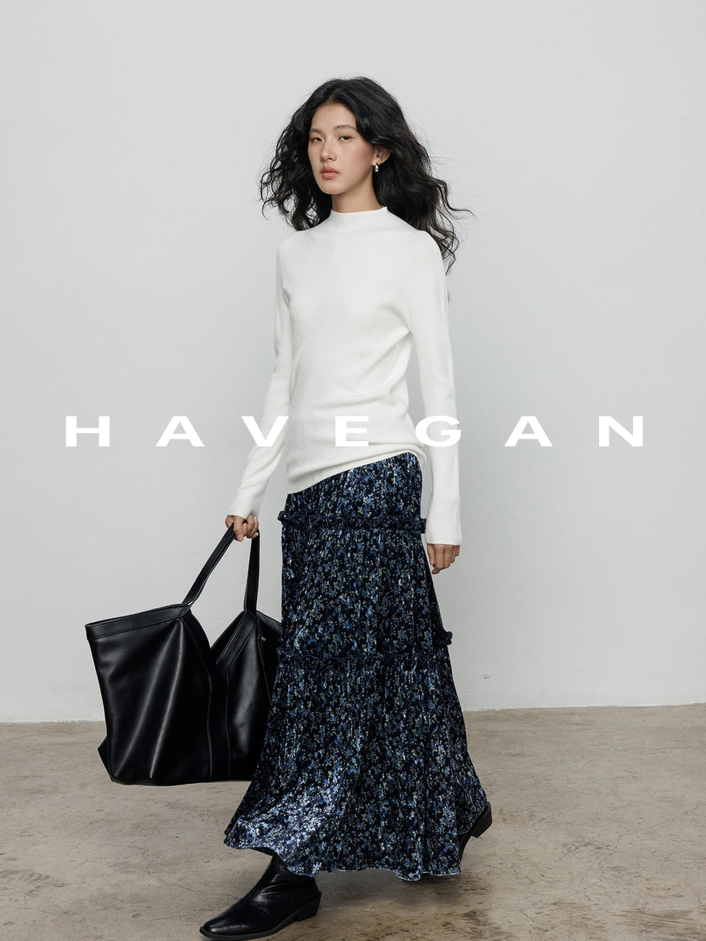 Retro Floral Print A-Line Skirt_BDHL7897