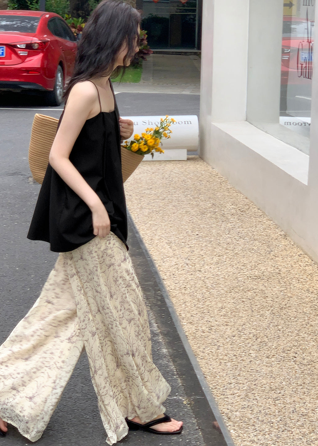 Floral Drape Wide Pants_BDHL6159