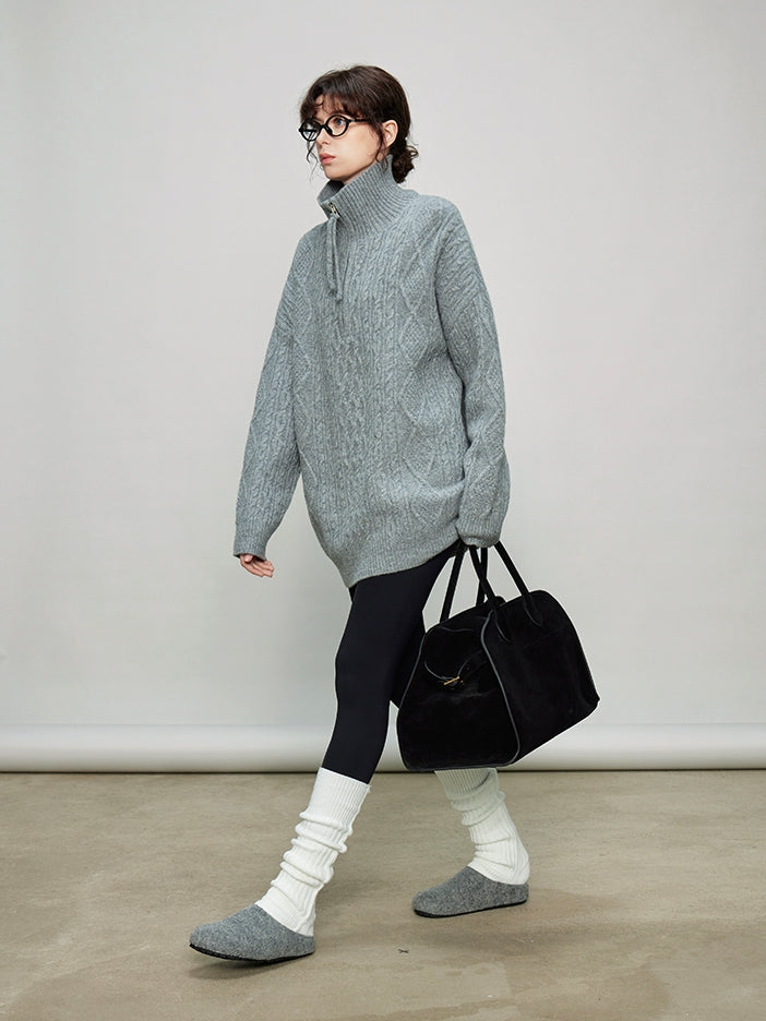 Stand Collar Half-Zip Tops_BDHL7936